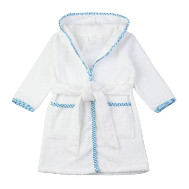 Sunnyoo Boys Girls Solid Bathrobe Hooded Warm Flannel Night Robe Sleepwear Robe
