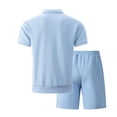 thumbnail image 2 of Conjunto de Regalo de los Hombres Primavera Casual Manga Corta Solapa Y Pantalones Cortos para Hombres, Equipamiento de Traje con Patrones Sólidos, 2 of 4
