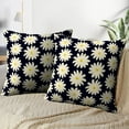 thumbnail image 3 of LALILO Throw Pillow Covers With Flowers Cream And Yellow Dark Blue Cushion Cover 18" x 18", 2 Pack, 3 of 6