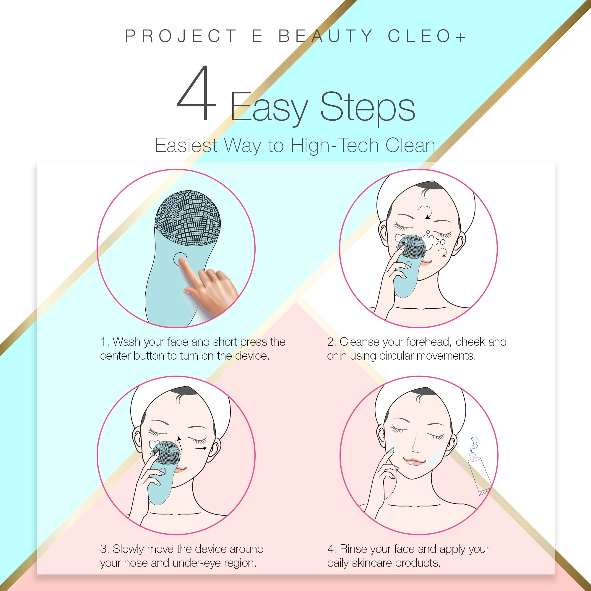 Project E Beauty CLEO+ | Sonic Facial Cleanser | Gentle Pore Cleansing | Exfoliating | Normal Skin