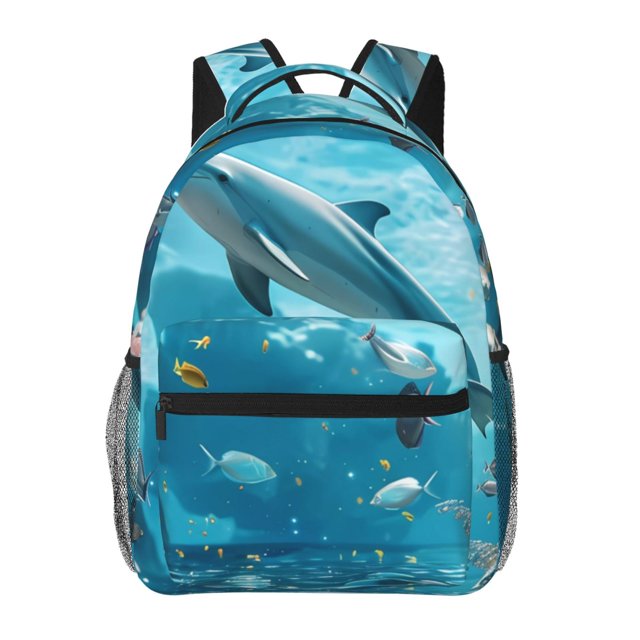 Balery Underwater Dolphin Scene Mochila Escolar Impresa, Mochila Ligera para Viajes Casual, Mochila Duradera y Cómoda Multifuncional, Mochila para Laptop-One Size