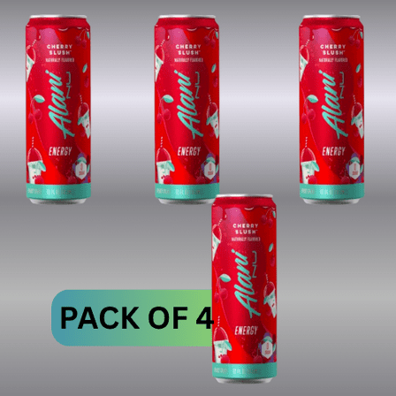Alani Nu Sugar-Free Energy Drink – Cherry Slush Flavor, 12 fl oz Cans, 4 Pack – 200mg Caffeine, Zero Sugar, Low Calorie