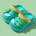 thumbnail image 2 of CAUYDY Kids Lightweight EVA Clog Sandals, 3D Dino Decor Closed Toe Convertible Back Strap Summer Slippers(L101-Dark Green,11.5), 2 of 5