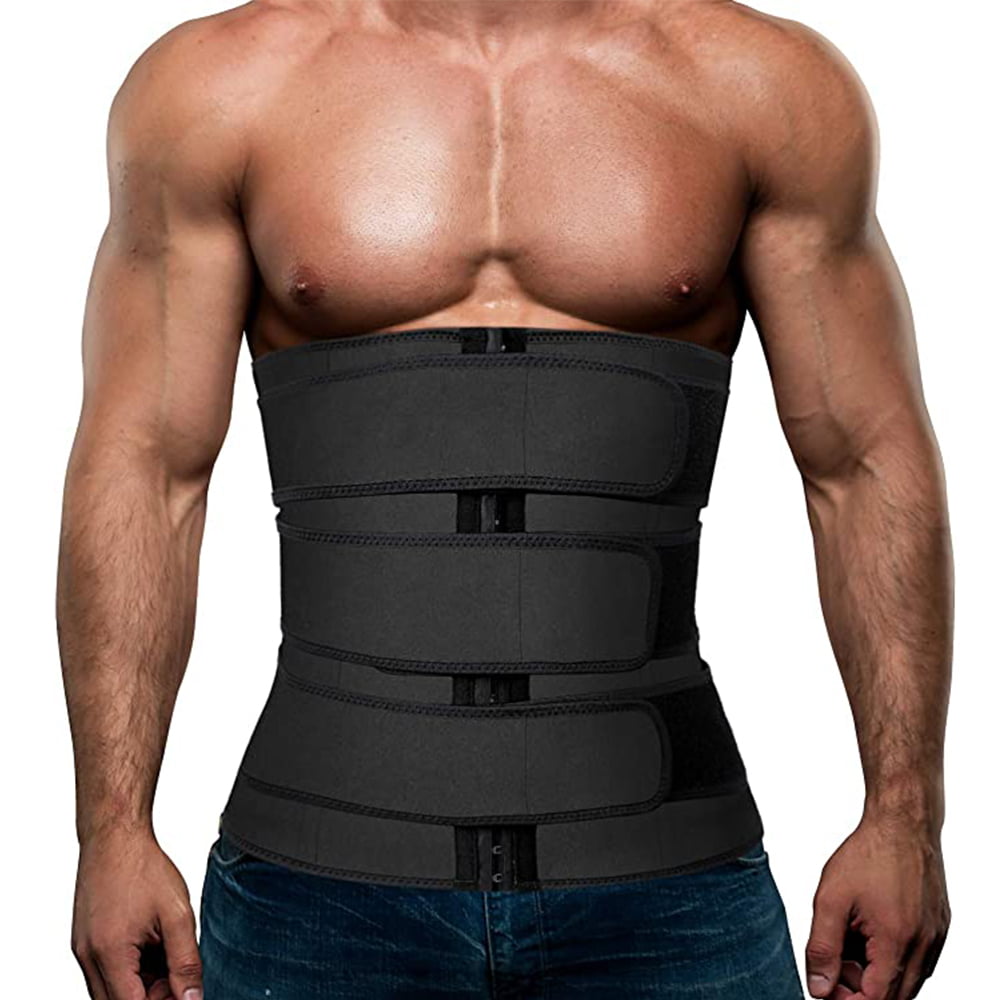 Men Sauna Sweat Waist Trainer Belt Neoprene Trimmer Workout Body Shaper Exercise Cincher Belly Wraps for Weight Loss