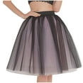 thumbnail image 3 of Mrat Casual Mini Skirts Fashion Women's Large Gauze Pleated Half Skirt Gauze Skirt Puffy Skirt Flowy Slit Midi Skirts S-144 Black XL, 3 of 3