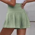 thumbnail image 3 of Linen Skorts for Women Smocked Elastic High Waisted Ruffle Skorts Wide Leg Boho Skirts, XL, 3 of 6