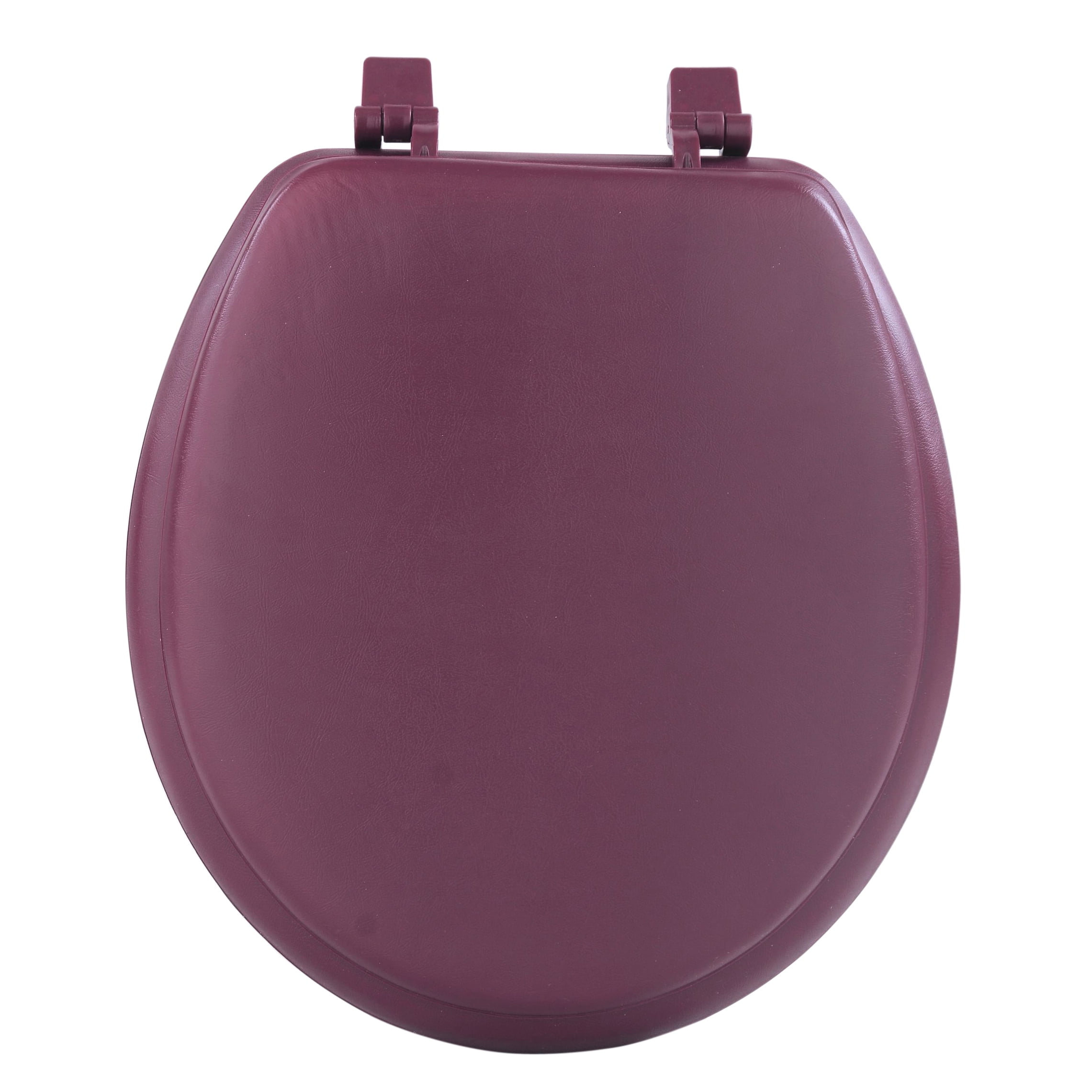 Standard Vinyl Soft Adjustable Hinges Toilet Seat with Close Lid, Burgundy
