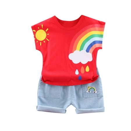 

Baby Boys Girls Clothing Set Cartoon T-shirt Tops+Shorts Summer Outfits