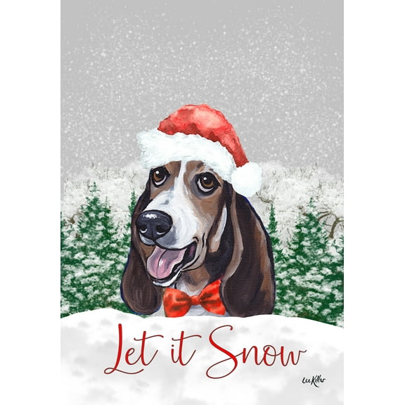 Basset Hound - Hippie Hound Studios Let it Snow Christmas Garden Flag