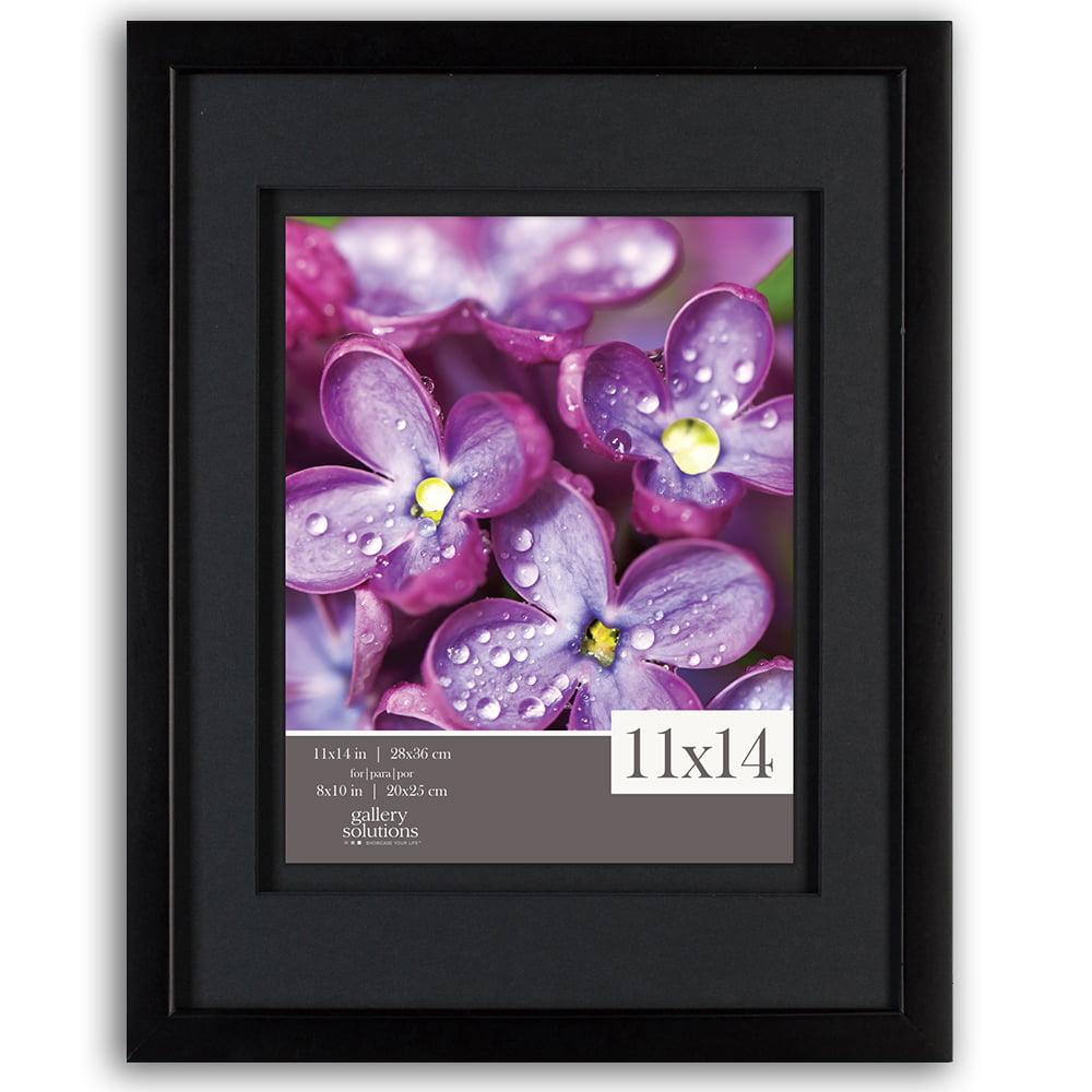 GALLERY SOLUTIONS 11X14 BLACK FRAME, DOUBLE MATTED TO 8X10