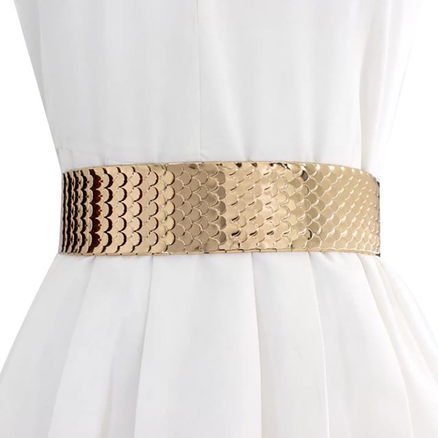 Ceinture de taille métallique large: Bling Elastic Court d'étirement Cinch Cinch pour Femmes Filles
