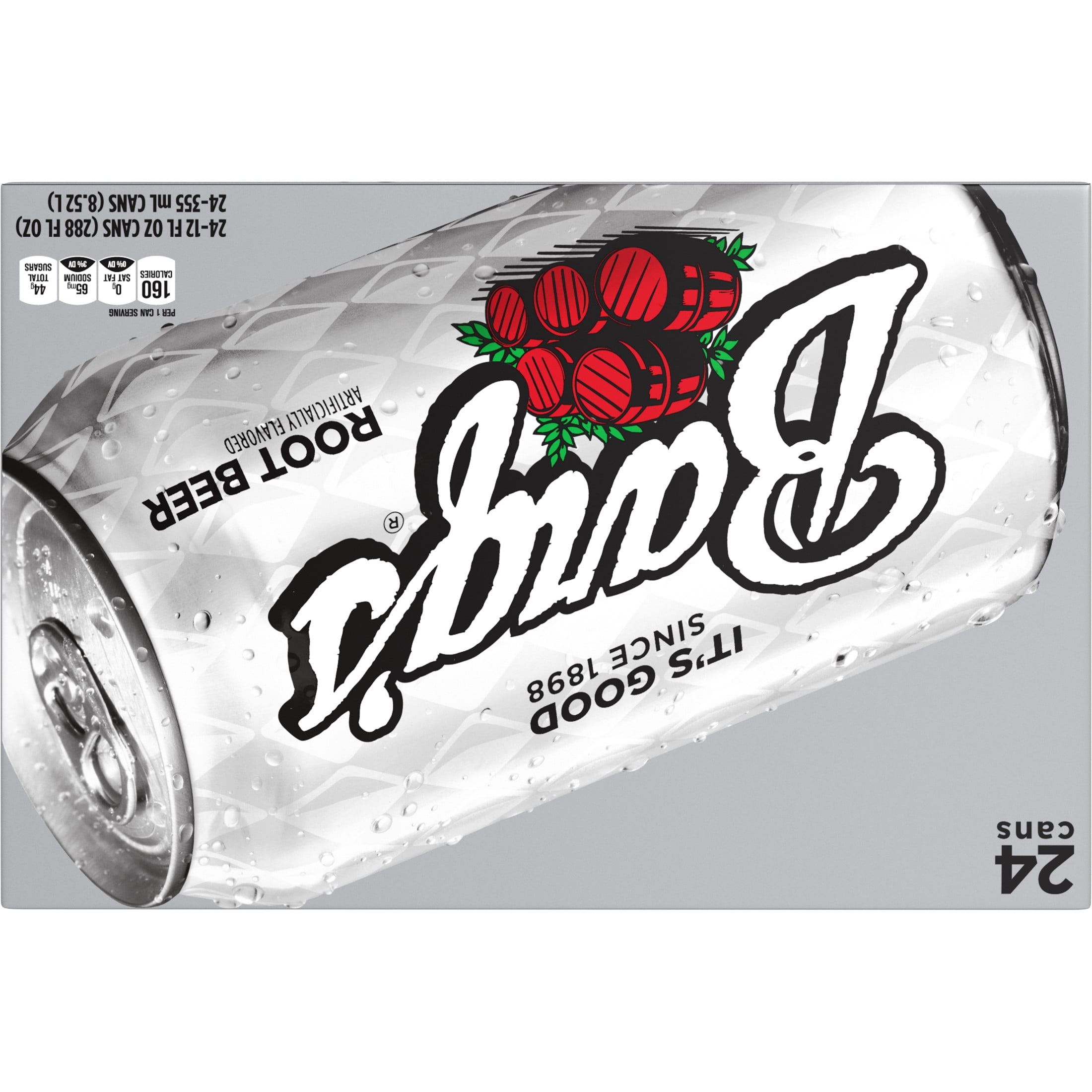 Barq's Root Beer Soda Pop Cans, 12 fl oz, 24 Pack
