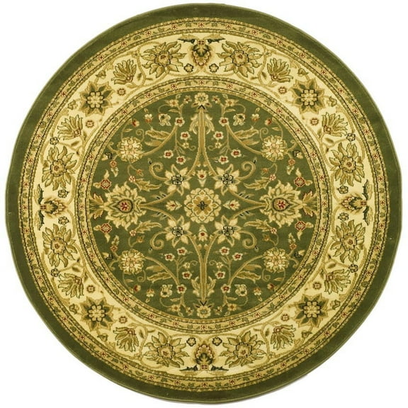 SAFAVIEH Lyndhurst Victoria Floral Area Rug, Sage/Ivory, 3'3" x 3'3" Round