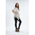 thumbnail image 3 of Women's Summer T-shirts cold shoulder Short Sleeve Round Neck Asymmetric Hem Fringe with embroidery Shirt Tunic Tops by 1826, 3 of 4