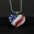 thumbnail image 3 of 1 piece American Labor Day American Flag Blue and Red Crystal Rhinestone Heart Patriotic July 4 Independence Day Pendant Necklace,Silver, 3 of 9