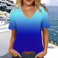 thumbnail image 6 of Ichuanyi Womens Summer Tops Trendy Gradient Color Print Short Sleeve Tshirts Shirts V Neck T Shirts Fashion, 6 of 7