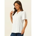 thumbnail image 4 of Unique Bargains Women Dressy Tops V Neck Button Down Shirts Work Short Sleeve T Shirt S White, 4 of 6
