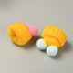 thumbnail image 2 of Woolen Crochet Mini Hat with Double Pom Pom Ball Ornament Accessories Gold 35x31x28mm, 2 of 2