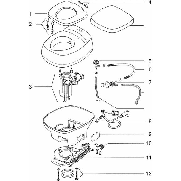 Thetford 36769 Seat and Cover for Aqua Magic Toilets, Parchment