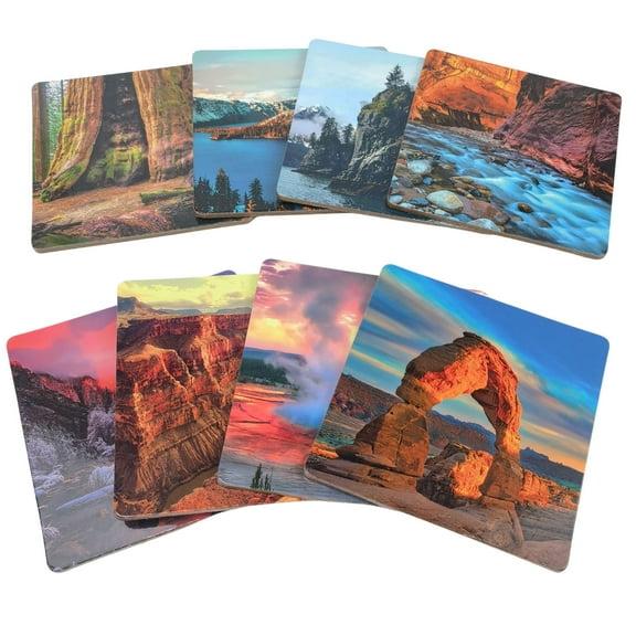 National Parks 8 Piece Coasters for Drinks Home Decor, Coffee Table Decor Drink Coasters, National Park Gifts