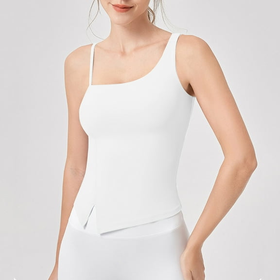tarylea Yoga Tank Tops for Women Sleeveless Irregular Hem Slim Fitted Crop Tops Casual Summer Workout Tops