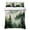 Green, Beige, Gray, variant on Quilts King Size Bedding Set, Green Forest Art Lightweight Quilted Comforter, Ink Mountain Abstract Landscape Soft Reversible Bedspread Coverlet with Pillow Covers for All Season, 96" x 106"
