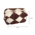thumbnail image 3 of Bolso de cosméticos de tablero de ajedrez Bolsas de maquillaje de felpa suave para adolescentes (café), 3 of 8