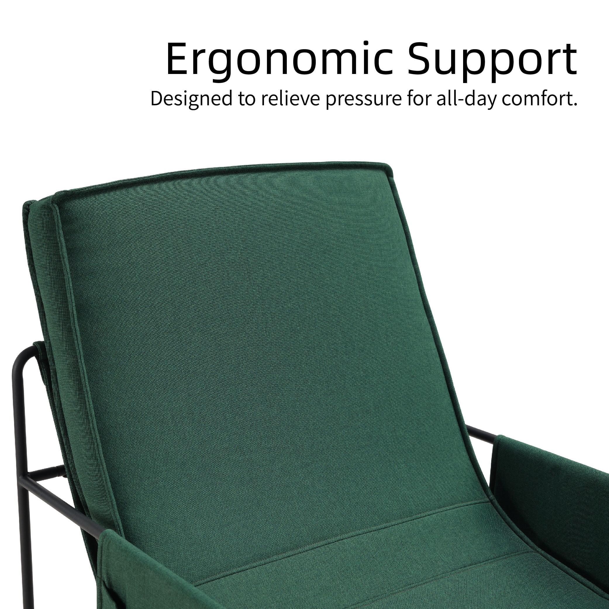 MAYEERTY Modern Accent Chair with Removable Cushion & Wood Armrests,Green