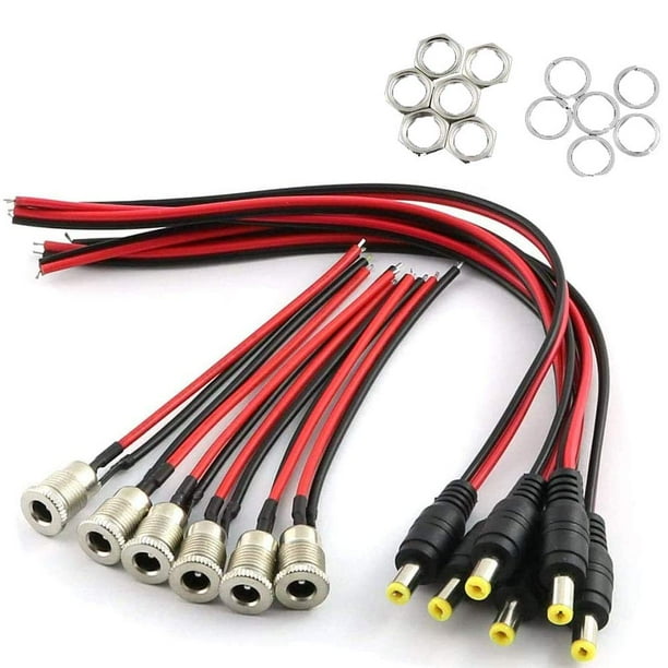 Conector macho/hembra de alimentación de 12 V CC, cable flexible de CC, conector de CC de 5,5 mm x 2,1 mm para monitor de vídeo, cable de cámara CCTV, tira de luz LED de 2,1 x 5,5 mm Xemadio WMJ-0791