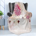 thumbnail image 4 of Grunge Soft Flannel Fleece Blanket, Baby Pink Petals Spring Composition with Flowers and Butterflies Vintage Style Print, Cozy Plush for Indoor and Outdoor Use, 70" x 90", Pink Cream, by Ambesonne, 4 of 5