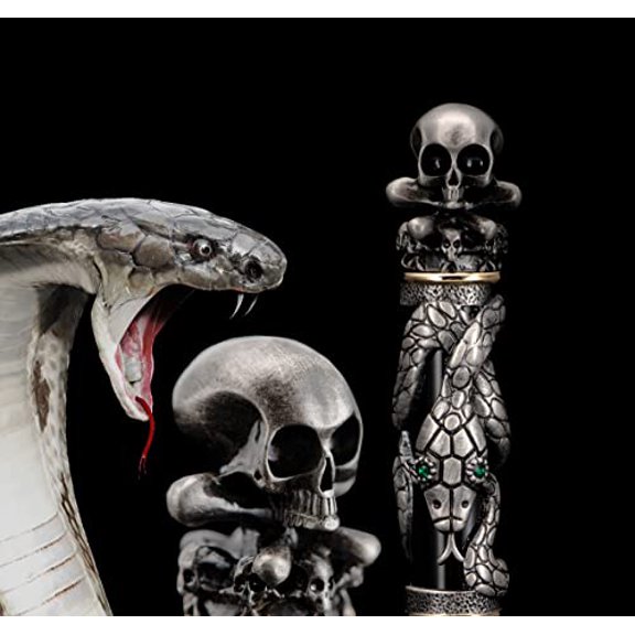 Jinhao Snake Roller Ball Pen, Black Color with Skull Head Solid Metal