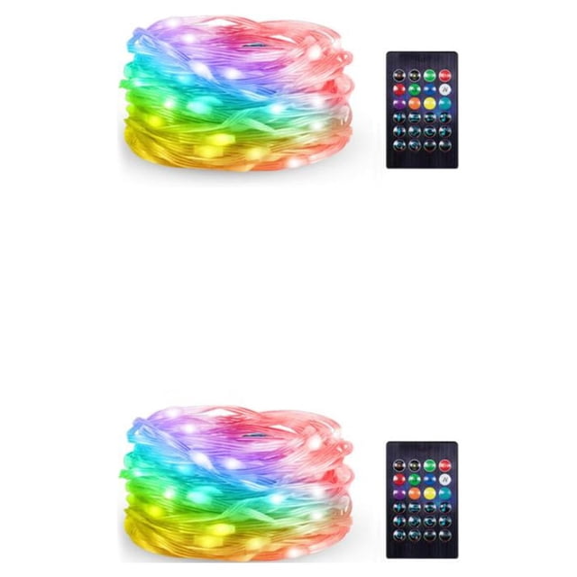 Inteprter Smart APP Control USB LED String Light Lámpara de luces de hadas a prueba de agua 10W 10m/100 luces 2Conjunto