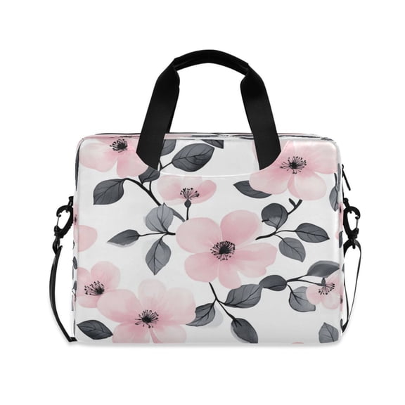 16inch Laptop Briefcase, Business Laptop Bag with Detachable Strap & Padded Compartment, Water-Resistant Polyester，Pink Flower