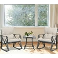thumbnail image 6 of VENTOPYR 3 Piece Rocking Chair Bistro Set, Patio Outdoor Furniture w Cushions, Glass-Top Table, 6 of 7