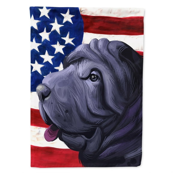 Carolines Treasures CK6620CHF Miniature Shar Pei Dog American Canvas House Size Outdoor-Flags, Multicolor
