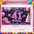 thumbnail image 2 of Pink Theme Happy 41st Birthday Banner Heart Decor 41st Birthday Display Balloon Design Gift Box Pattern Birthday Backdrop for 41st Birthday Party Adult Birthday Celebration Indoor Party Decoration, 2 of 9
