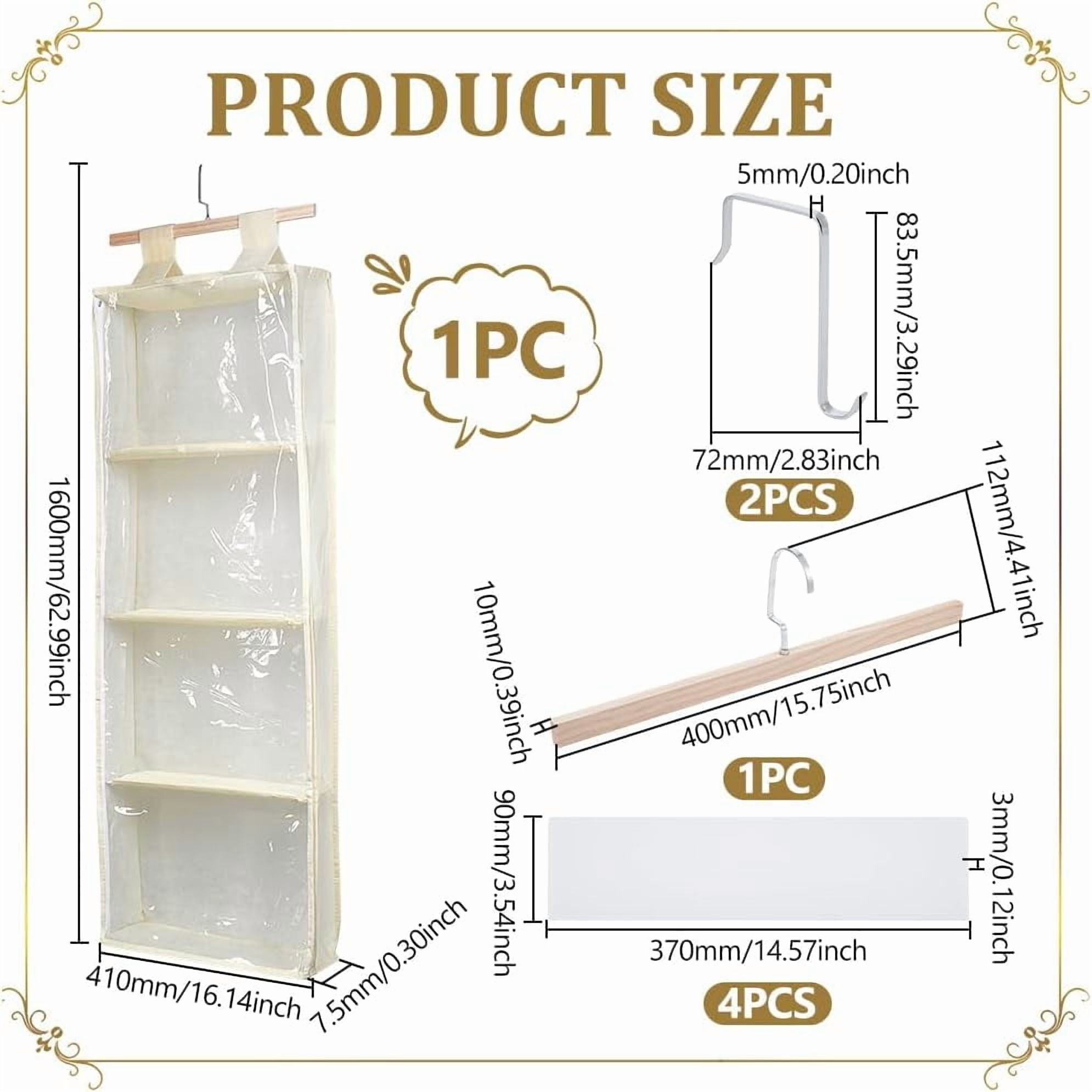 Hanging Yarn Storage with 4 Large Clear Pockets Beige Knitting Organizer Storage with Zipper Closure Yarn Display Holder Over The Door