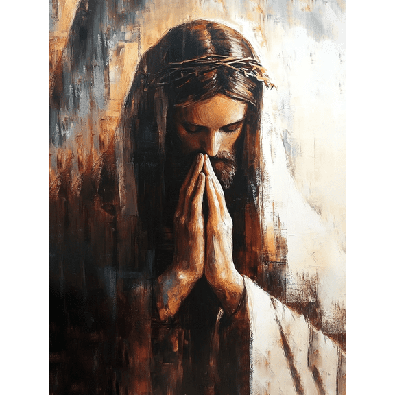 Jesus Praying Canvas Painting/Wall Art,Suitable for Living Room,Bedroom,Office,Chapel,Meditation Room Decoration.