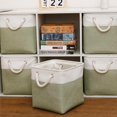 thumbnail image 5 of Cube Storage Bins, Collapsible Fabric Storage Cubes Bins, 11 Inch Cube Storage Bins with Handles, Foldable Storage Cubes (White/Green, 6Pack), 5 of 12