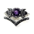 thumbnail image 2 of Hecate Triple Moon Ring Set Amethyst o Red Crystal Wedding Ring Unique Moon Goddess Anillos para mujeres Regalo gótico Tan Jianjun unisex, 2 of 2