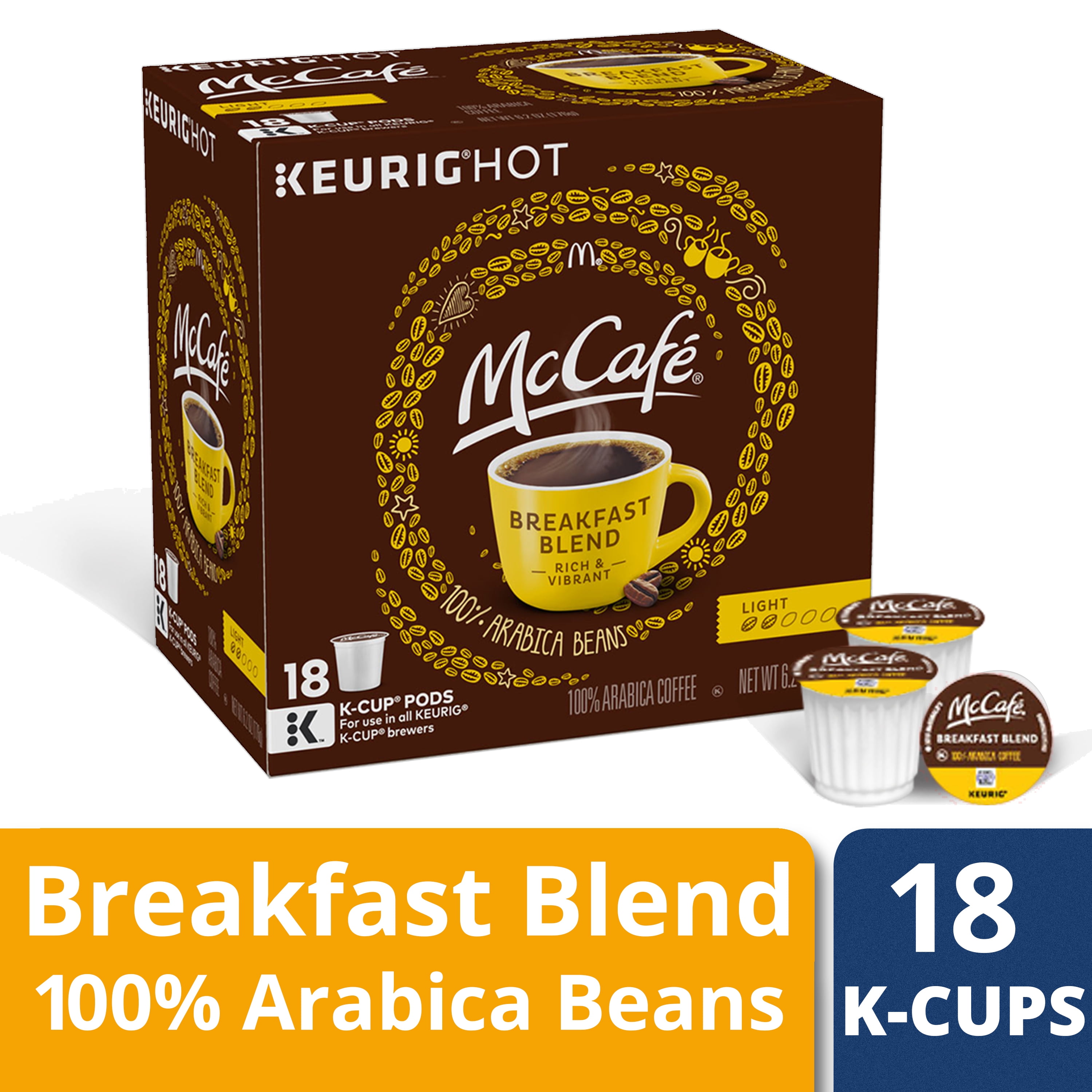 McCafe Breakfast Blend Coffee KCup Pods, Caffeinated, 18 ct 6.2 oz