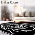 thumbnail image 2 of ODIKA 5'x7' Machine Washable Non-Slip Area Rug, Minimalist Smiling Spirit with Abstract Face Motif High Traffic Rug with Pad, Black, 700495, 2 of 8