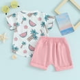 thumbnail image 5 of Musuos Toddler Boys 2 Piece Outfits 6 12 18 24M 3T Tree Print Short Sleeve T-Shirt and Elastic Shorts for Summer Clothes Set, 5 of 7
