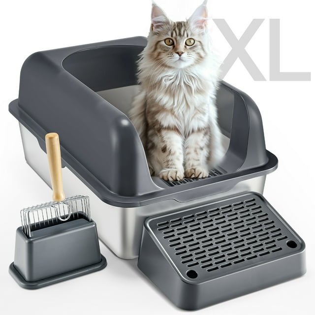 VEVOR Bac à Litière pour Chat de 6 Po de Profondeur, Bac à Litière Sans Odeur avec Pied de Filtration