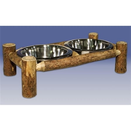 Montana Woodworks  Glacier Country Pet Feeder - Solid Pine Wood Construction with Stainless Steel Bowls Included