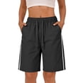 thumbnail image 2 of Long Shorts for Women Trendy Only Moment High Waist Casual Shorts Flat Cloth Sport Shorts Summer Athletic Cycling Hiking Sports Shorts Black,L, 2 of 8