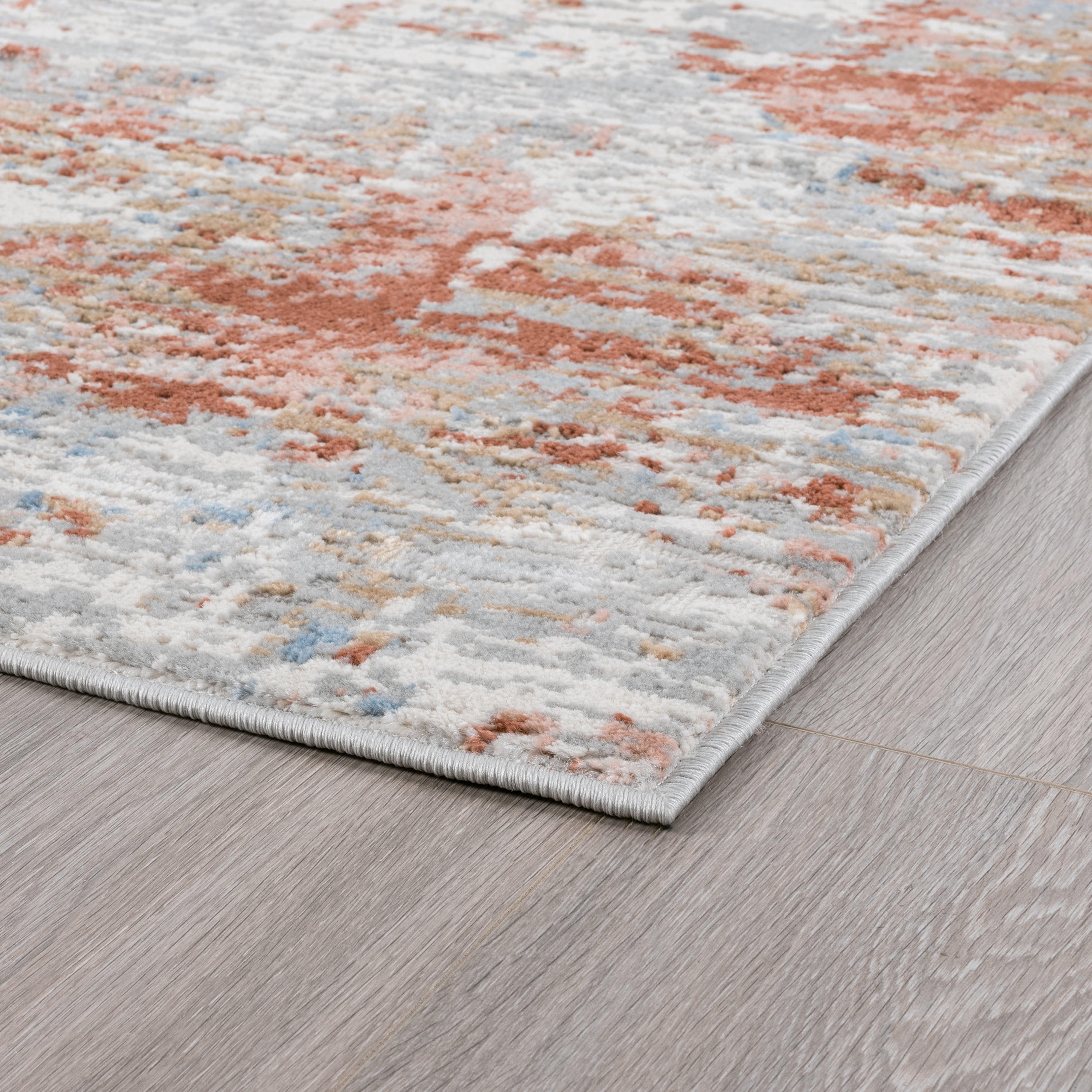 Yardley Distressed Contemporary Abstract Rust, Gray Indoor Area Rug, 2' x 7'
