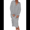thumbnail image 4 of Vestido de Suéter A Rayas para Mujer, Otoño, de Punto Grueso, Cuello en V, Larga, Abertura, Holgado, Midi. Gris XXL, 4 of 9
