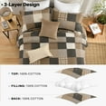 thumbnail image 5 of Bedduvit Farmhouse Plaid King Size Quilt - 100% Cotton Brown Gray Black Patchwork Quilts Bedspreads for King Bed, Cabin Rustic Lightweight Reversible Quilt Set, All-Season 3-Piece Bedding Set, 98x106, 5 of 9