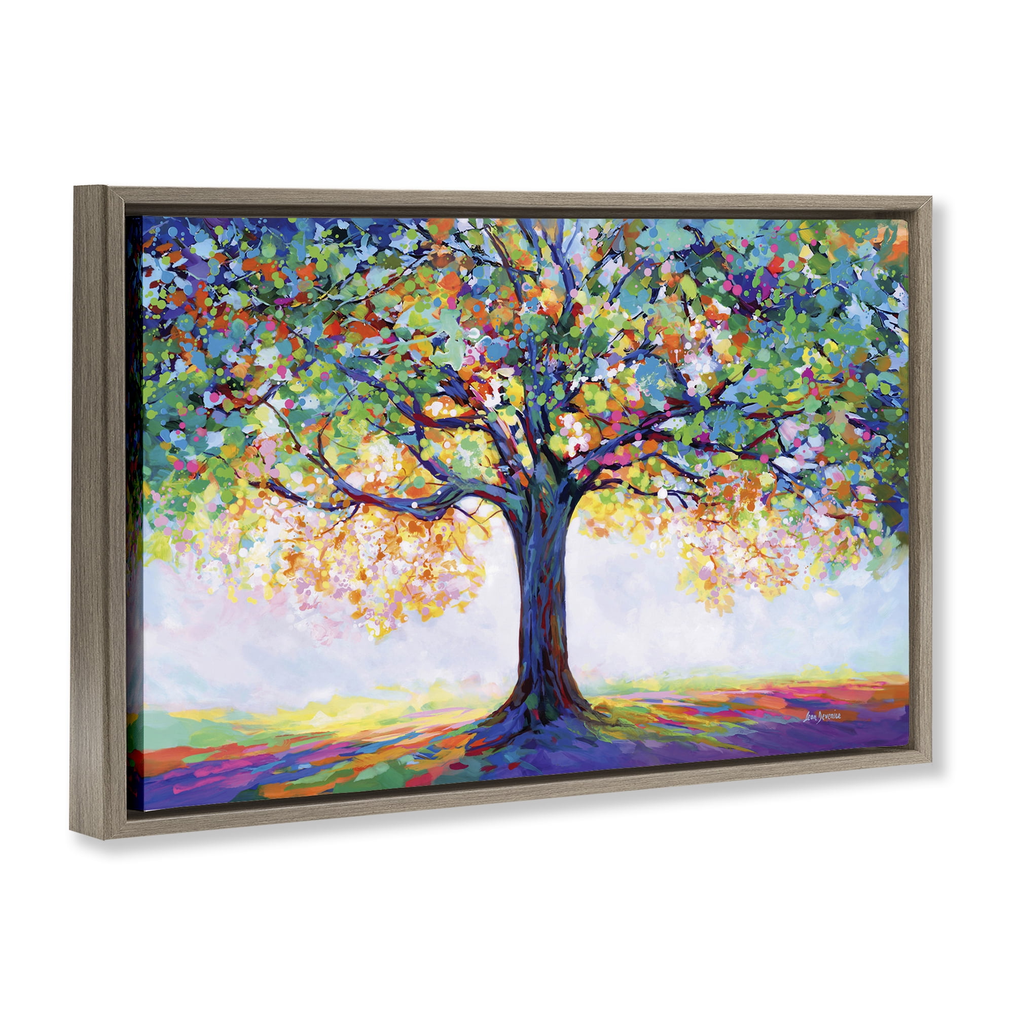 Stupell Industries Tree Of Opportunity Landscape & Nature Painting Brown Floater Framed Canvas Art Print Wall Art, 25 x 17